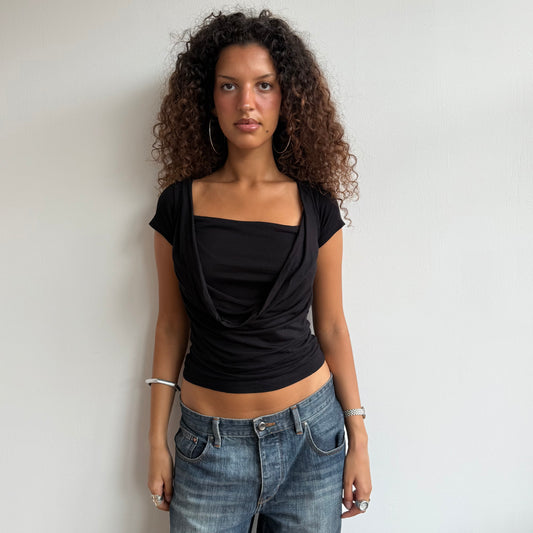 Black cowl front top - Size S