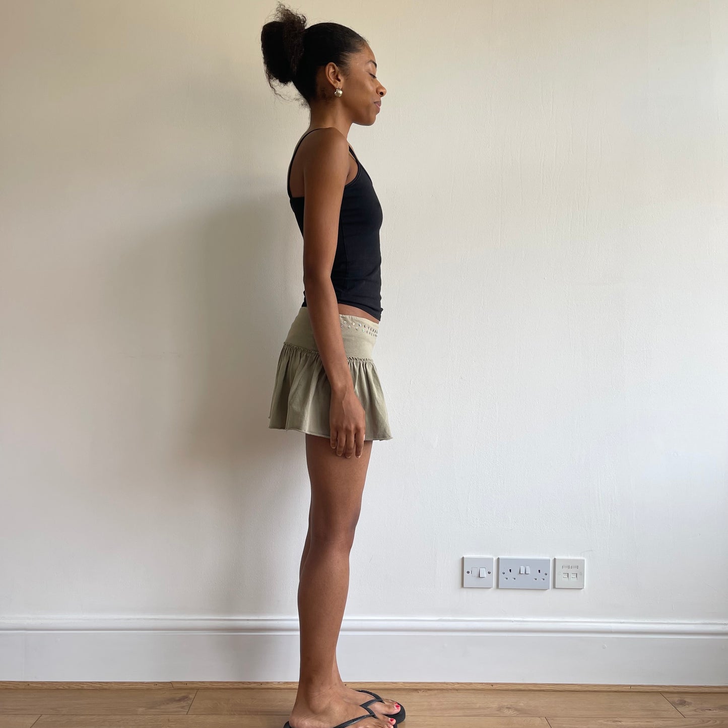 Khaki rara floral mini skirt - Size XS/S