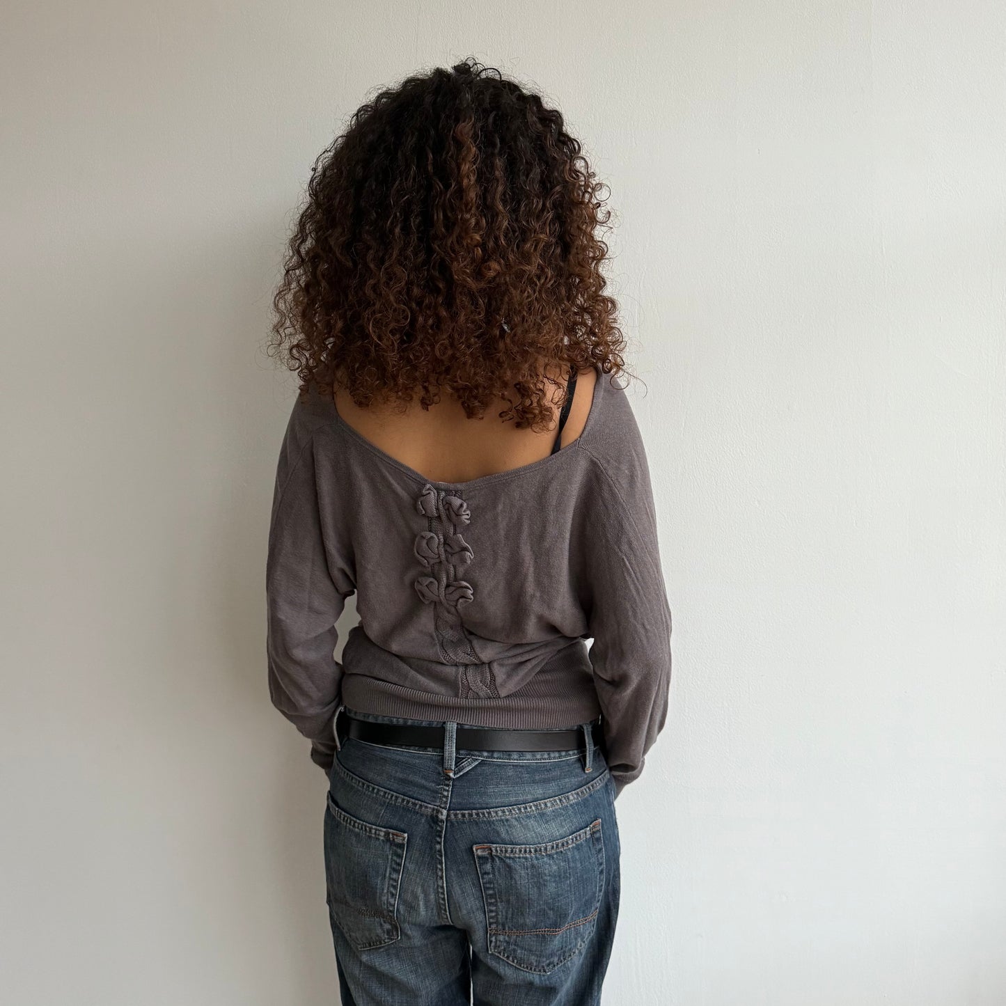 Taupe button sleeve slouchy knit - Size M