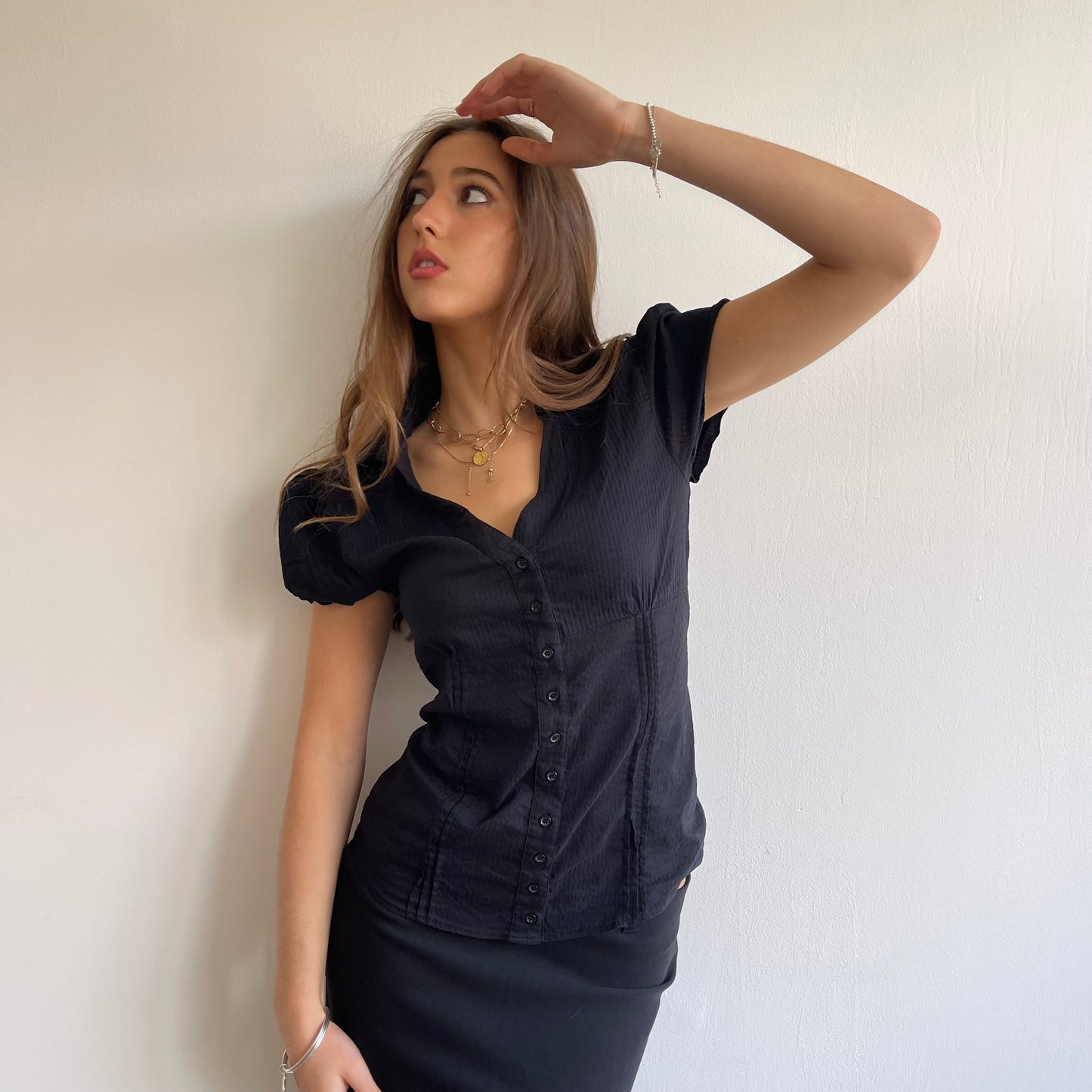 Short sleeve black shirt - Size S/M