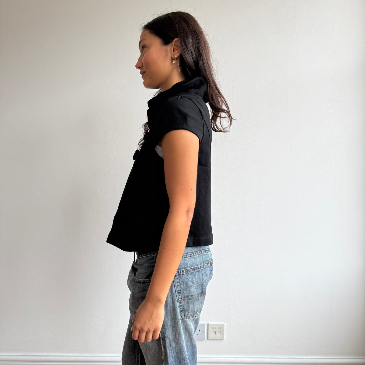 Black short sleeve peacoat - Size S