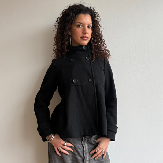 Black double breasted peacoat - Size S
