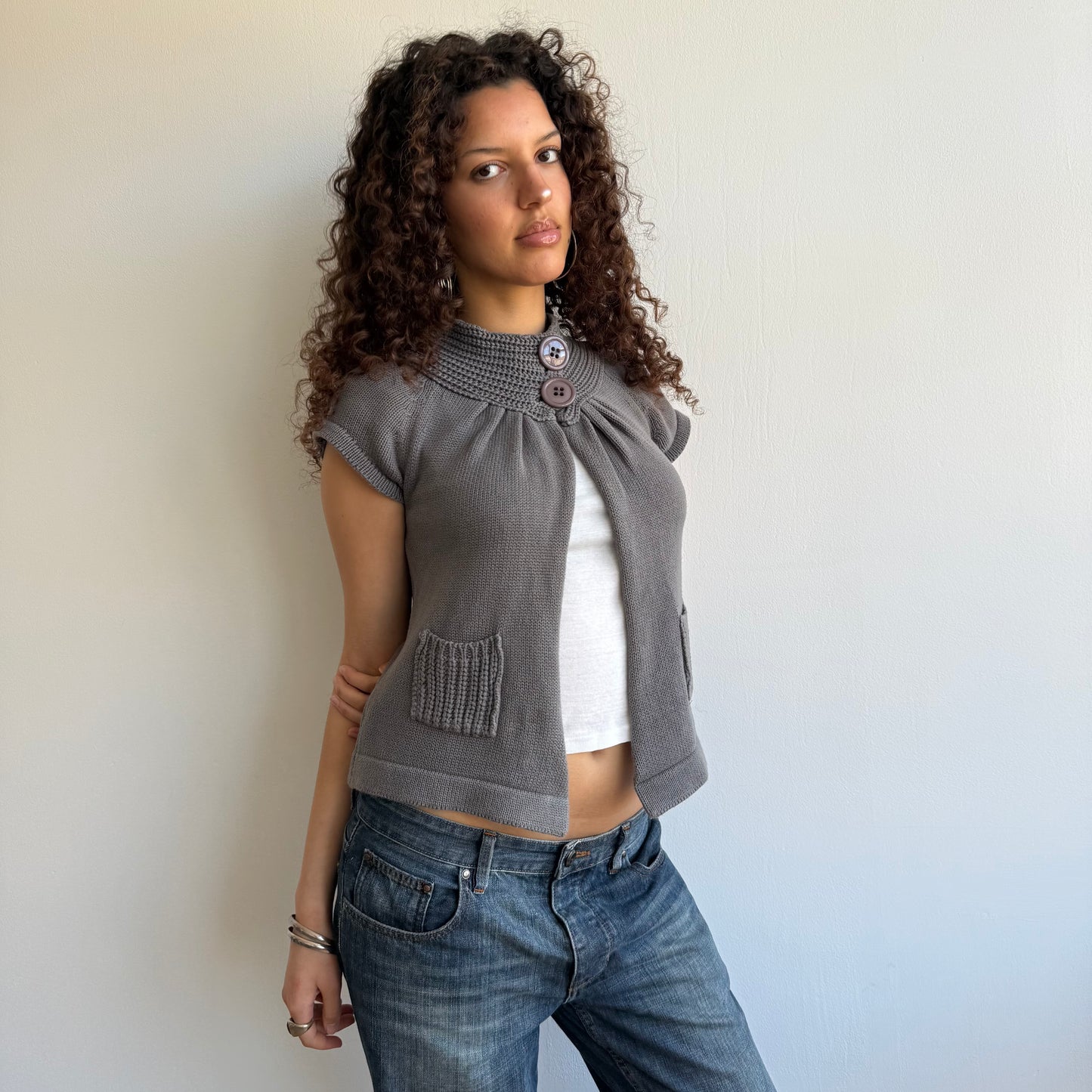 Grey open front Cardi - Size S