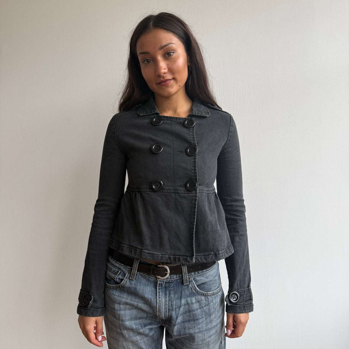 Black wash denim peacoat - Size XS