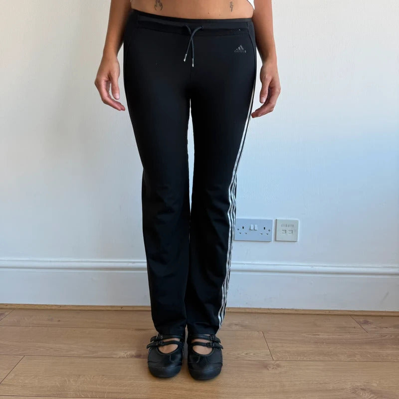 Black Adidas 3 stripe wide leg yoga pants - Size XXS/XS