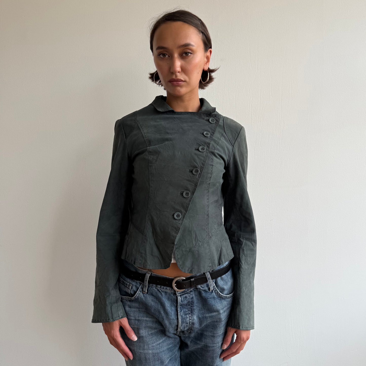 Grey suede military jacket - Size S