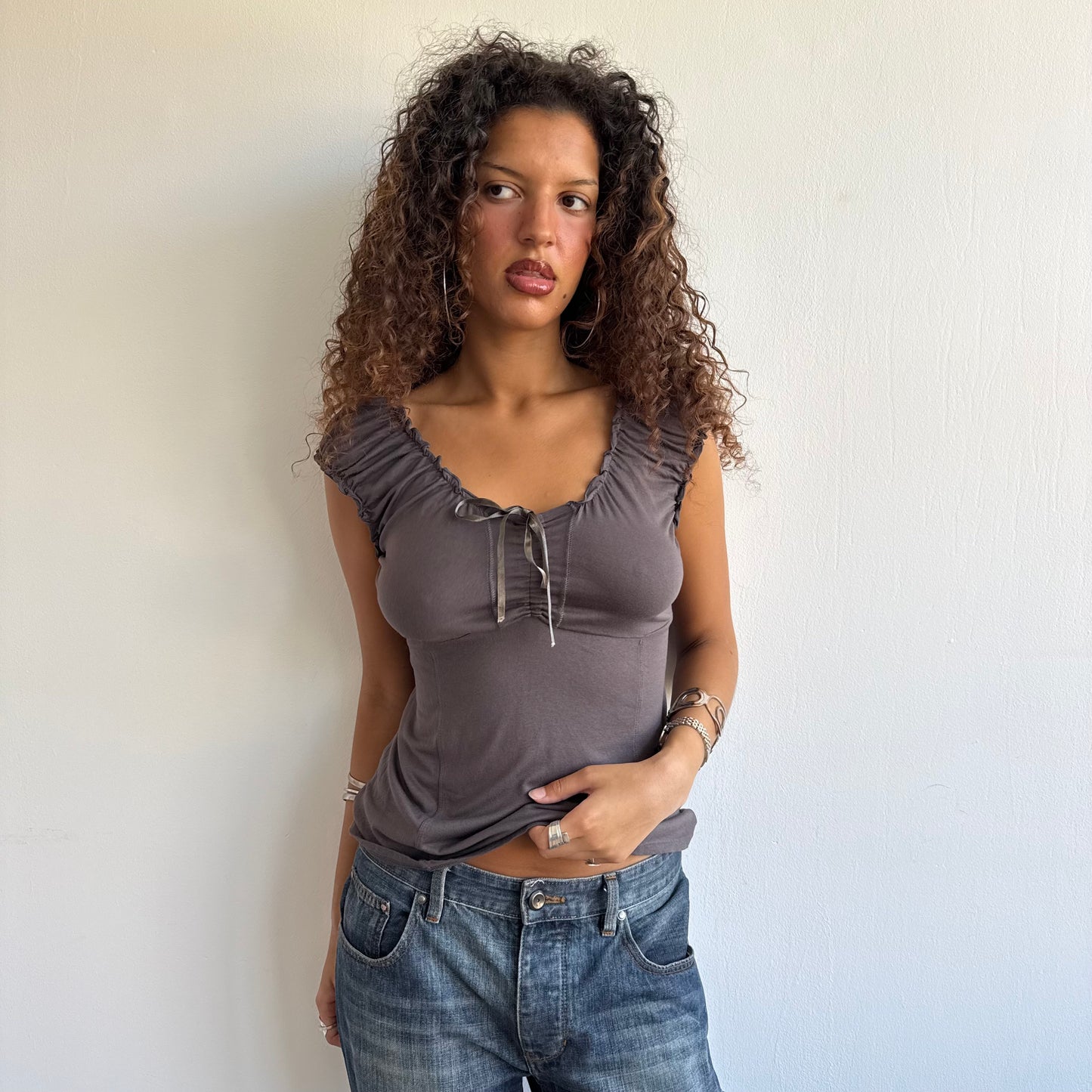 Brown ruched top - Size M/L