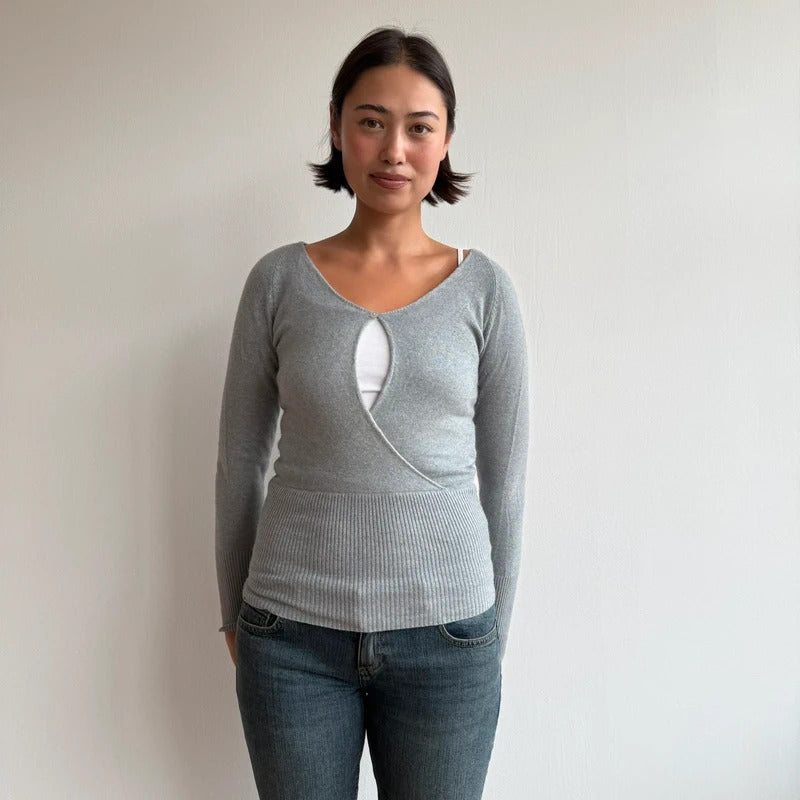 Grey Morgan keyhole front knit jumper - Size S