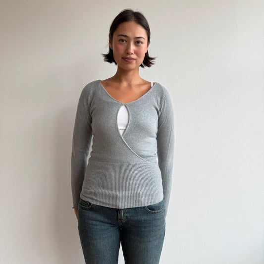 Grey Morgan keyhole front knit jumper - Size S