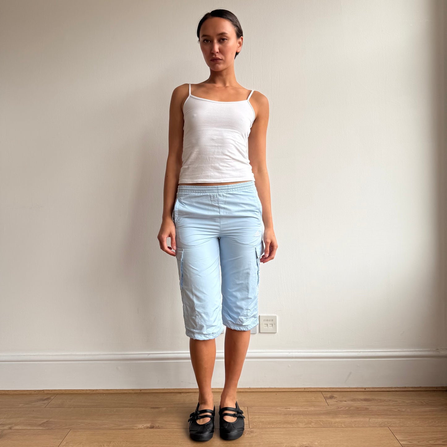 Baby blue Adidas cargo capris - Size XS
