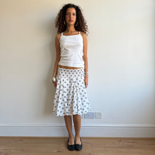 White polka dot midi skirt - Size S