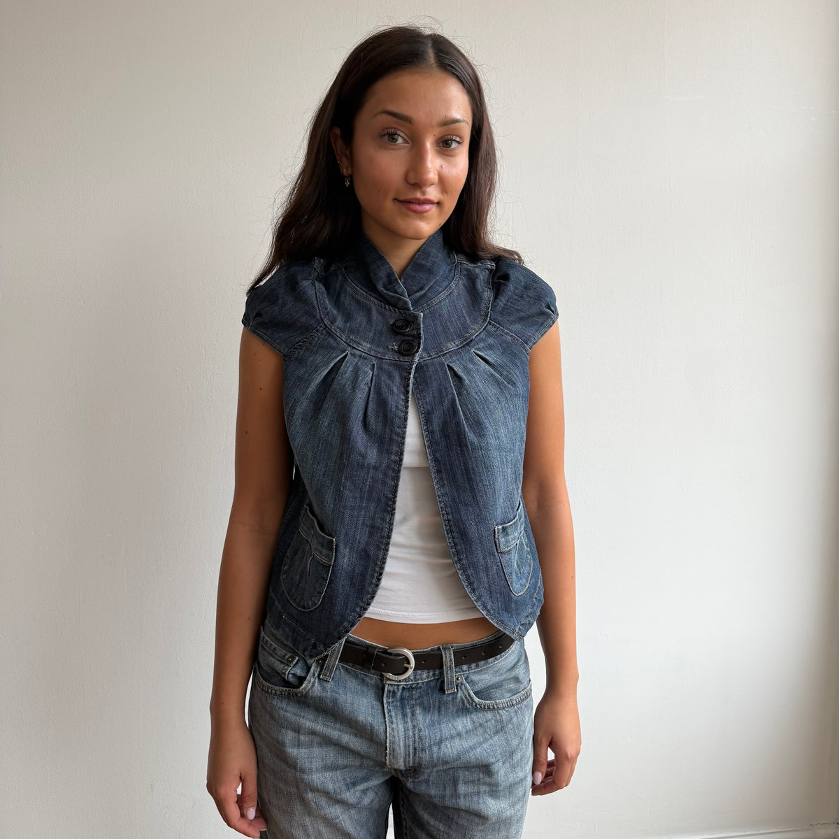 Denim short sleeve peacoat - Size S