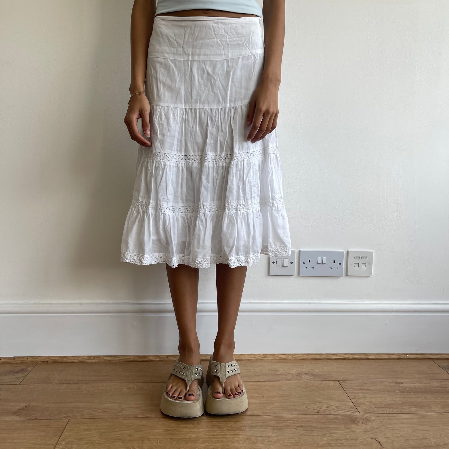 White broderie anglaise midi skirt - Size S/M