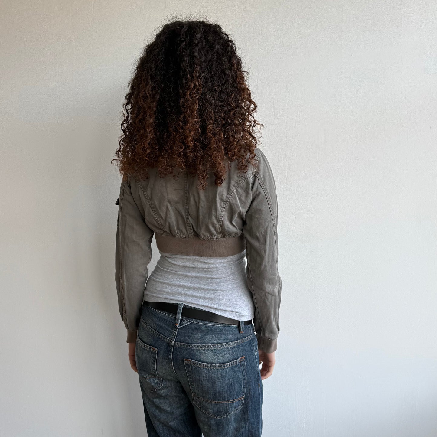 Khaki cargo cropped jacket - Size M