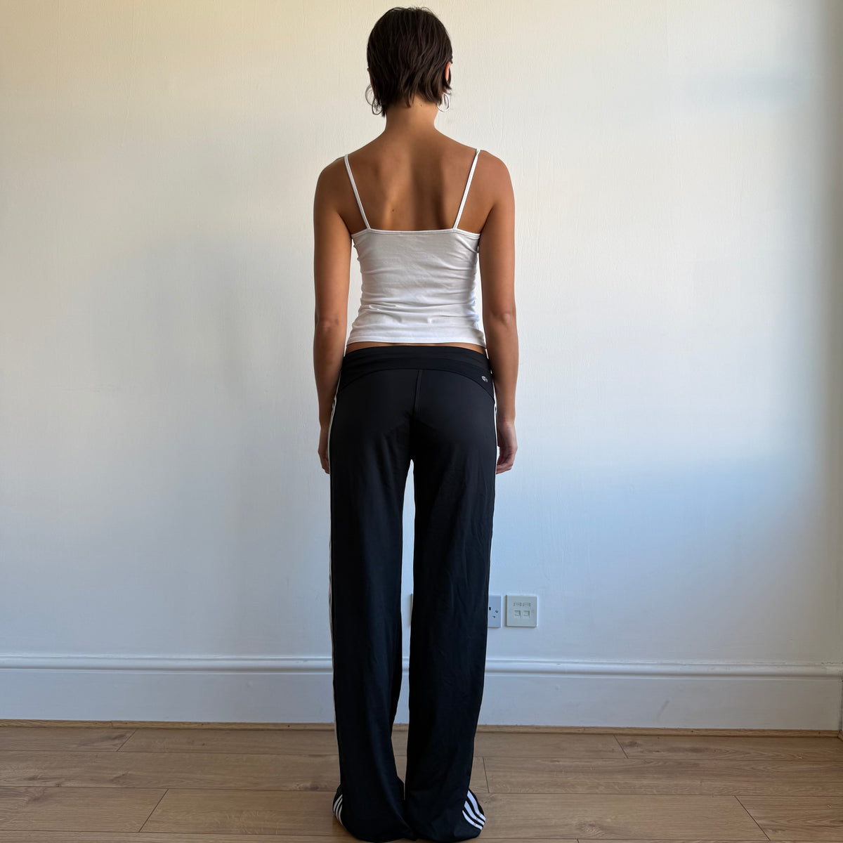 Black Adidas 3 stripe wide leg yoga pants - Size M