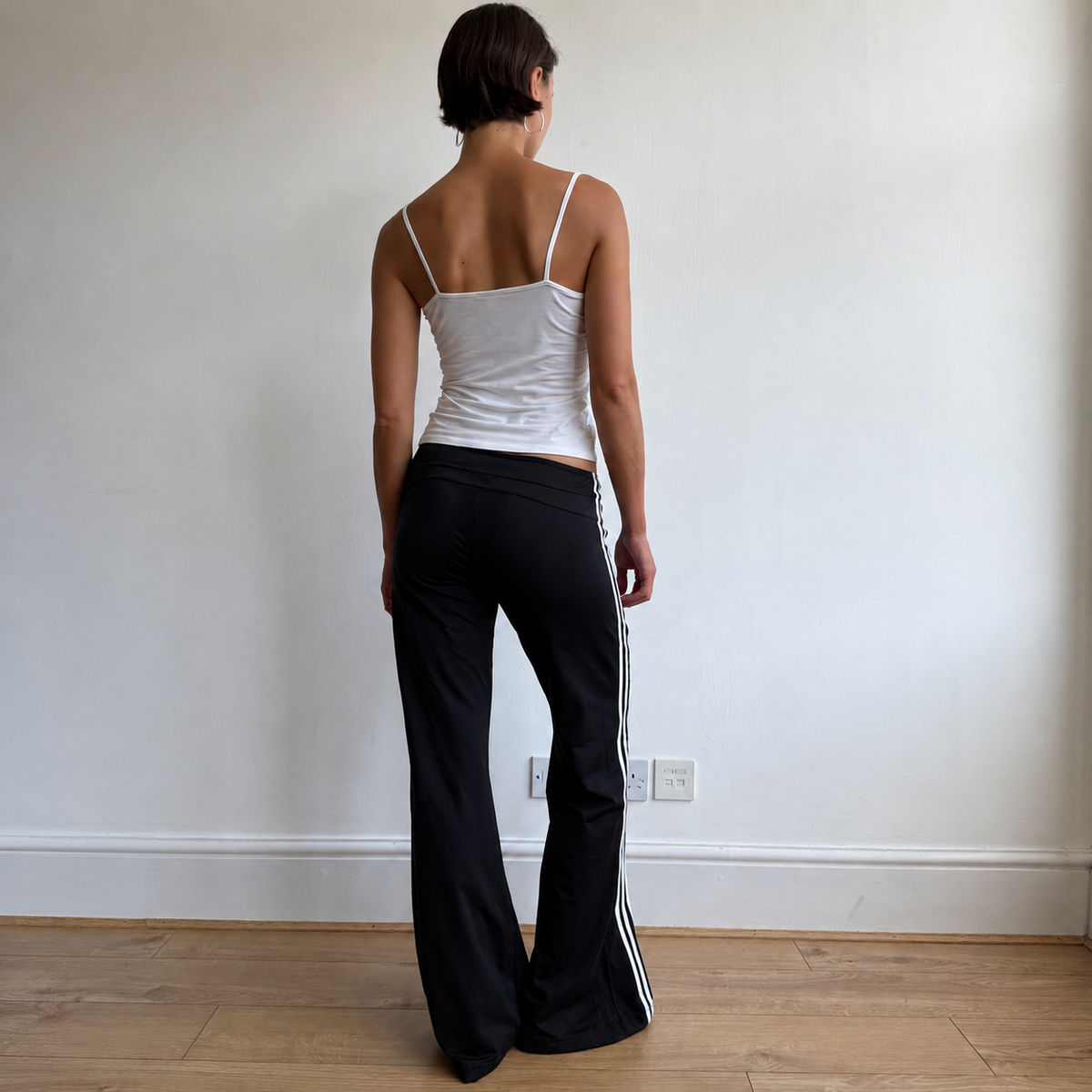 Black Adidas stripe flared yoga pants - Size S