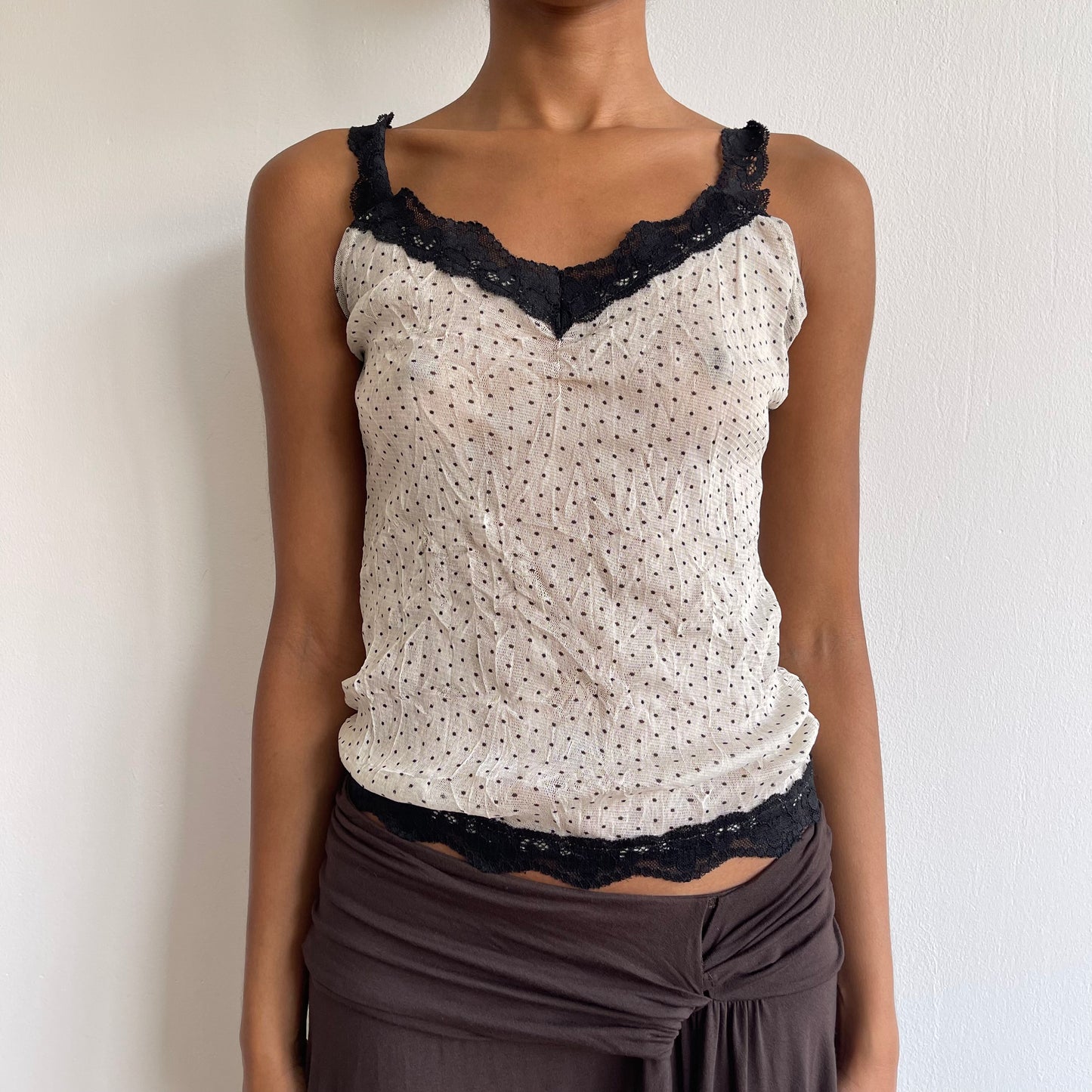 Polka dot mesh cami - Size S