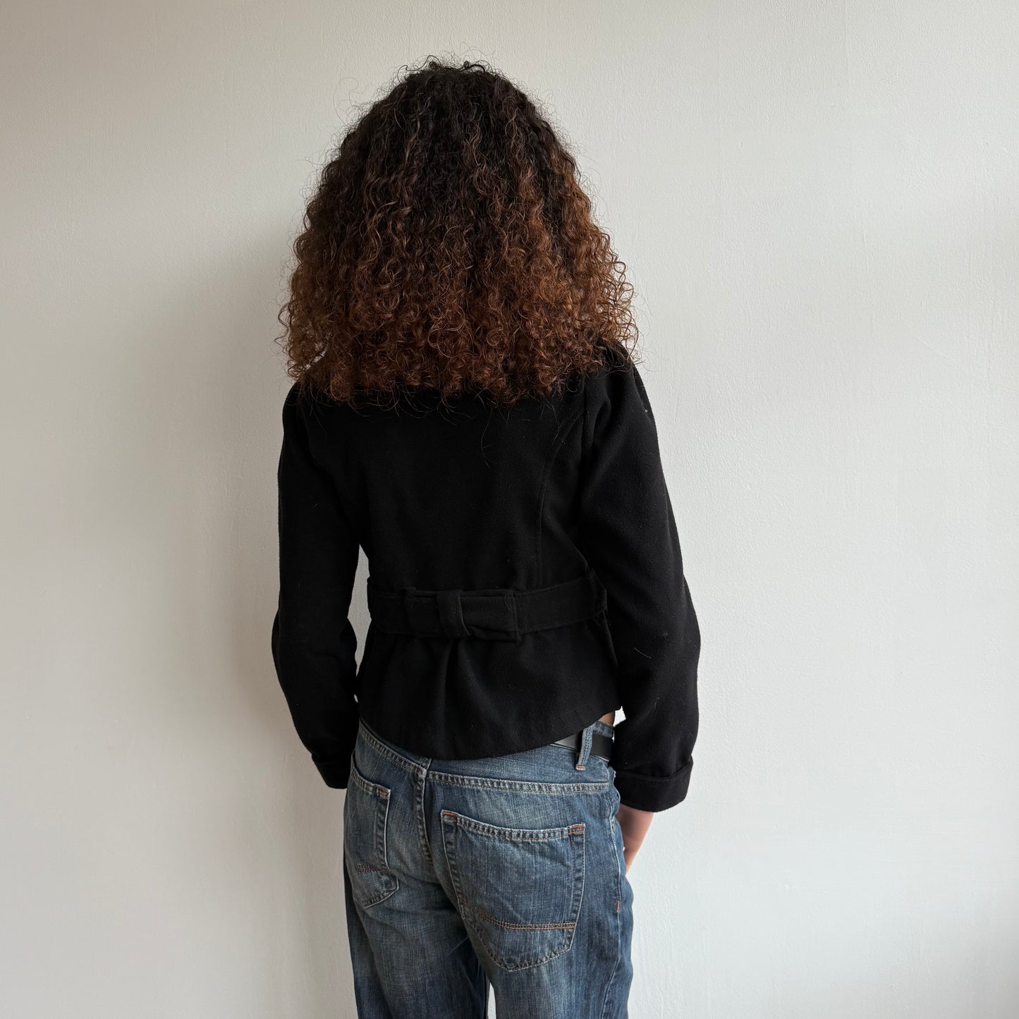 Black bow peacoat - Size M