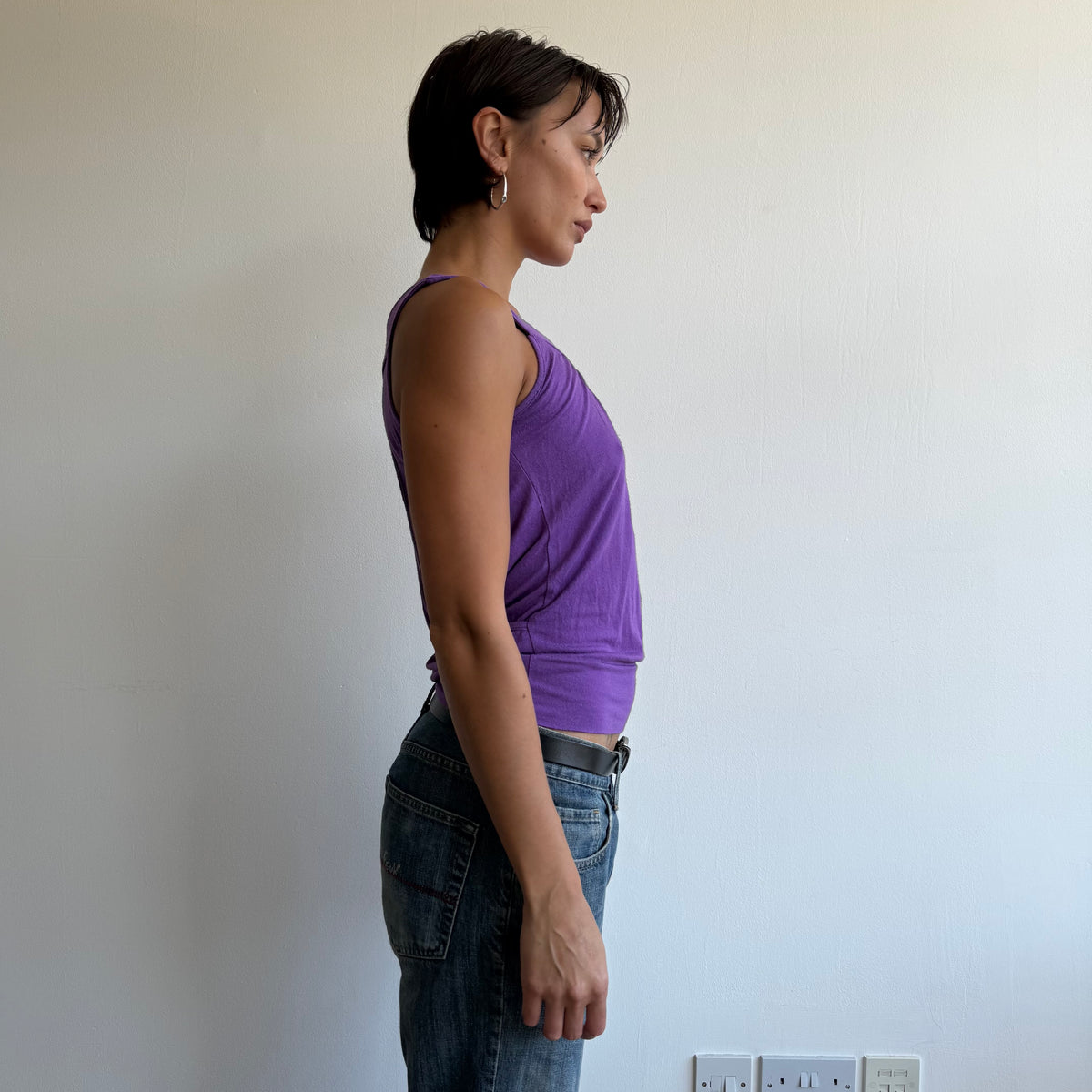 Purple open back top - Size S