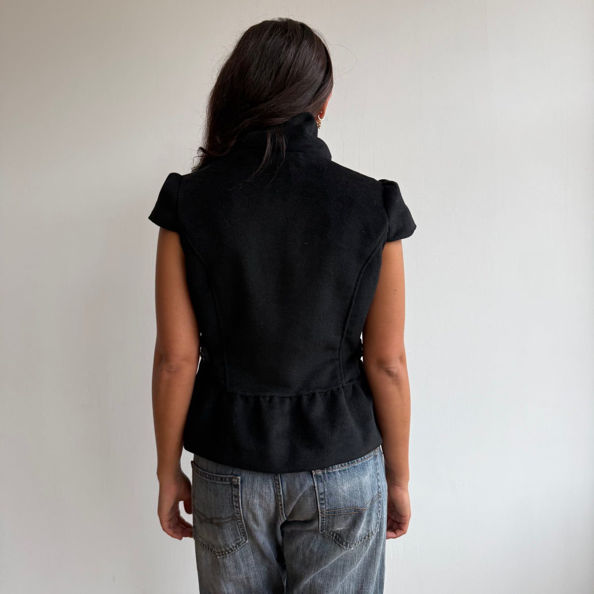 Black short sleeve peacoat - Size M
