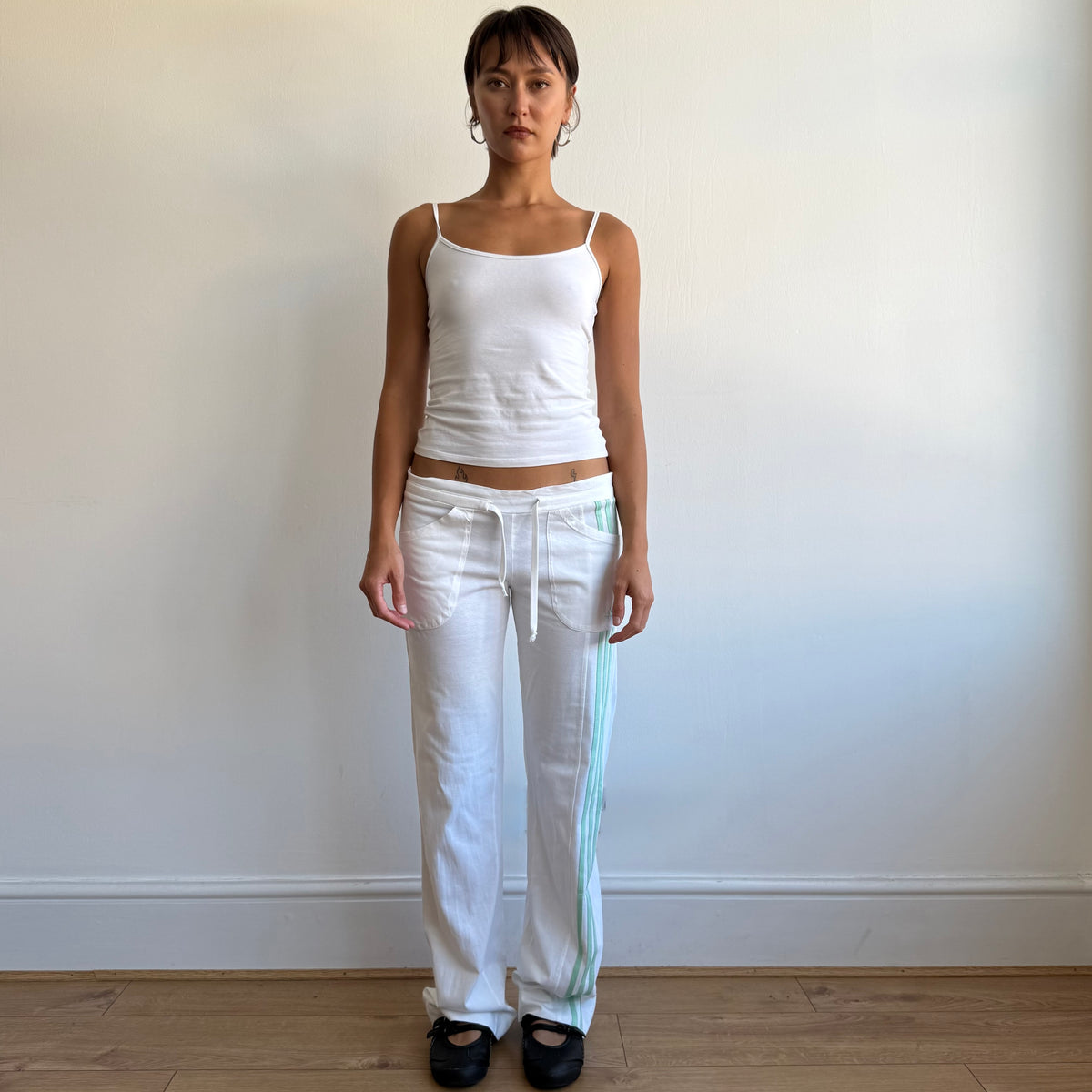 White + mint Adidas flared yoga set - Size M