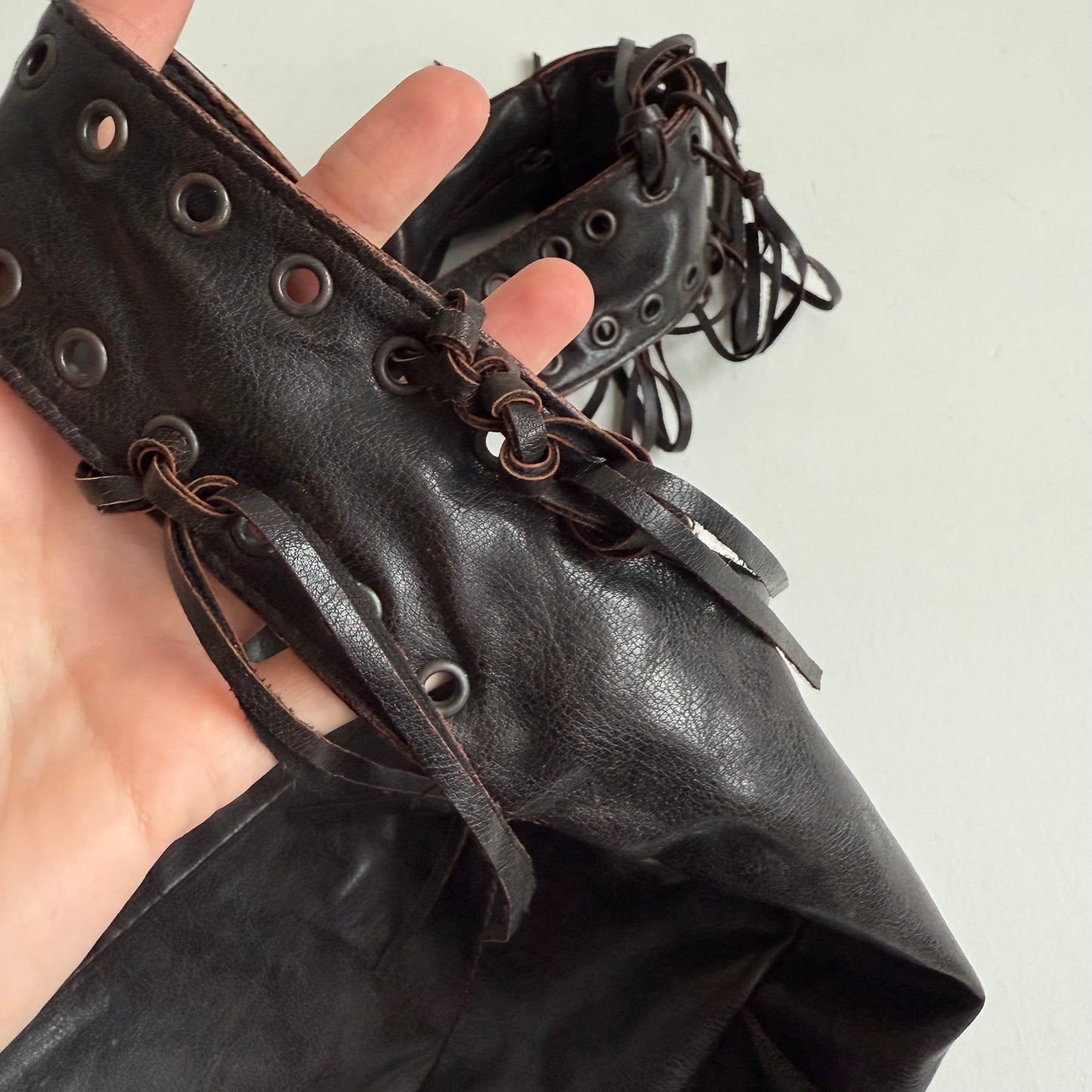 Brown leather tassel bag