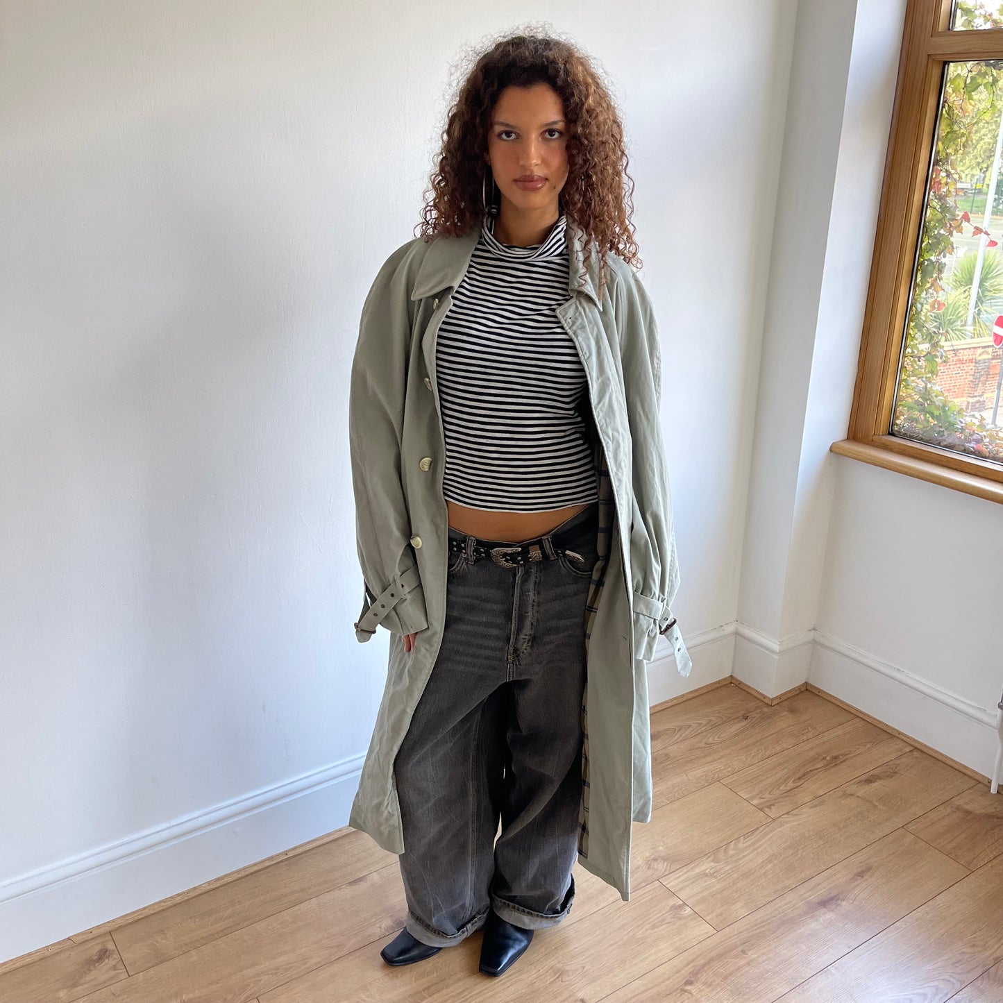 Khaki buckle trench - Size L