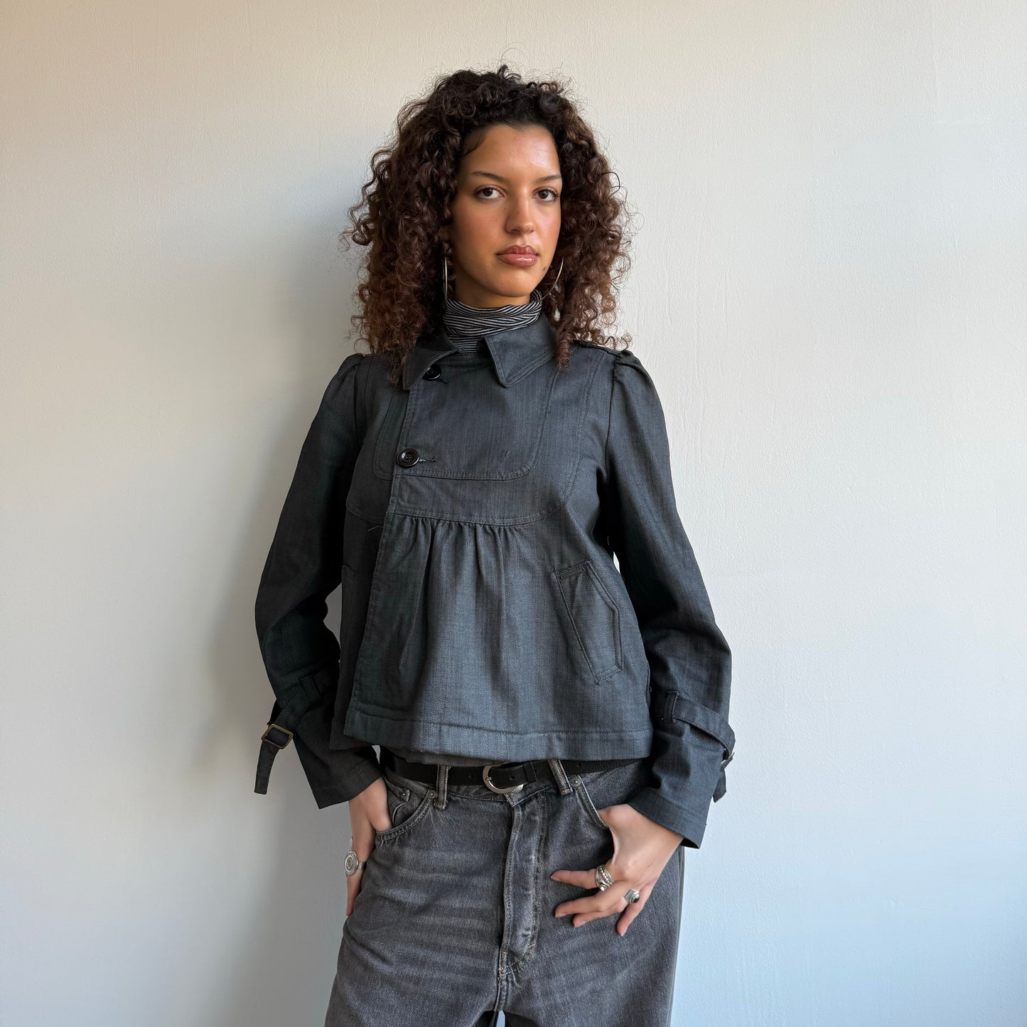 Grey denim peacoat - Size S