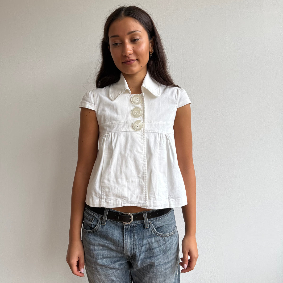 White short sleeve peacoat - Size S