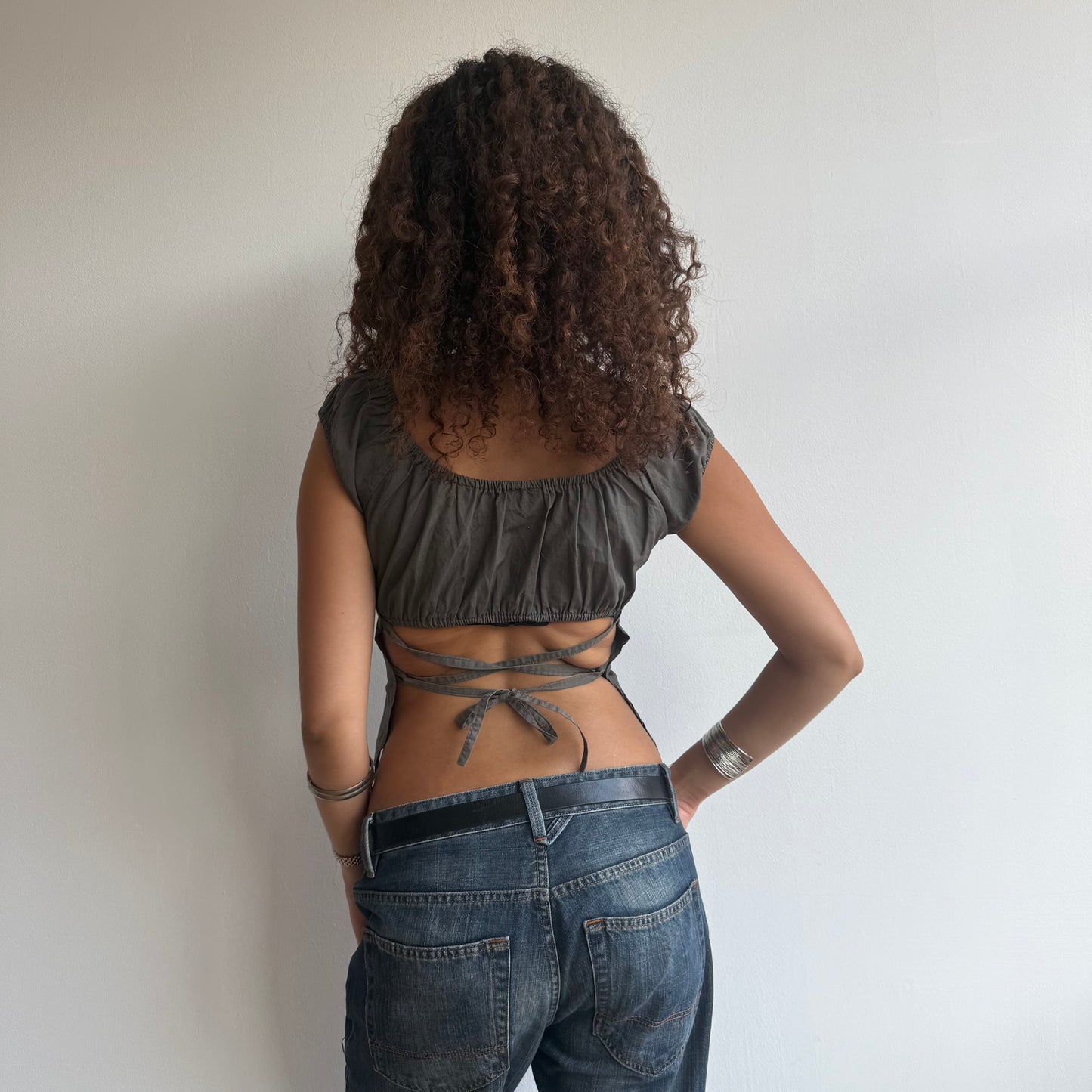 Khaki backless top - Size S/M