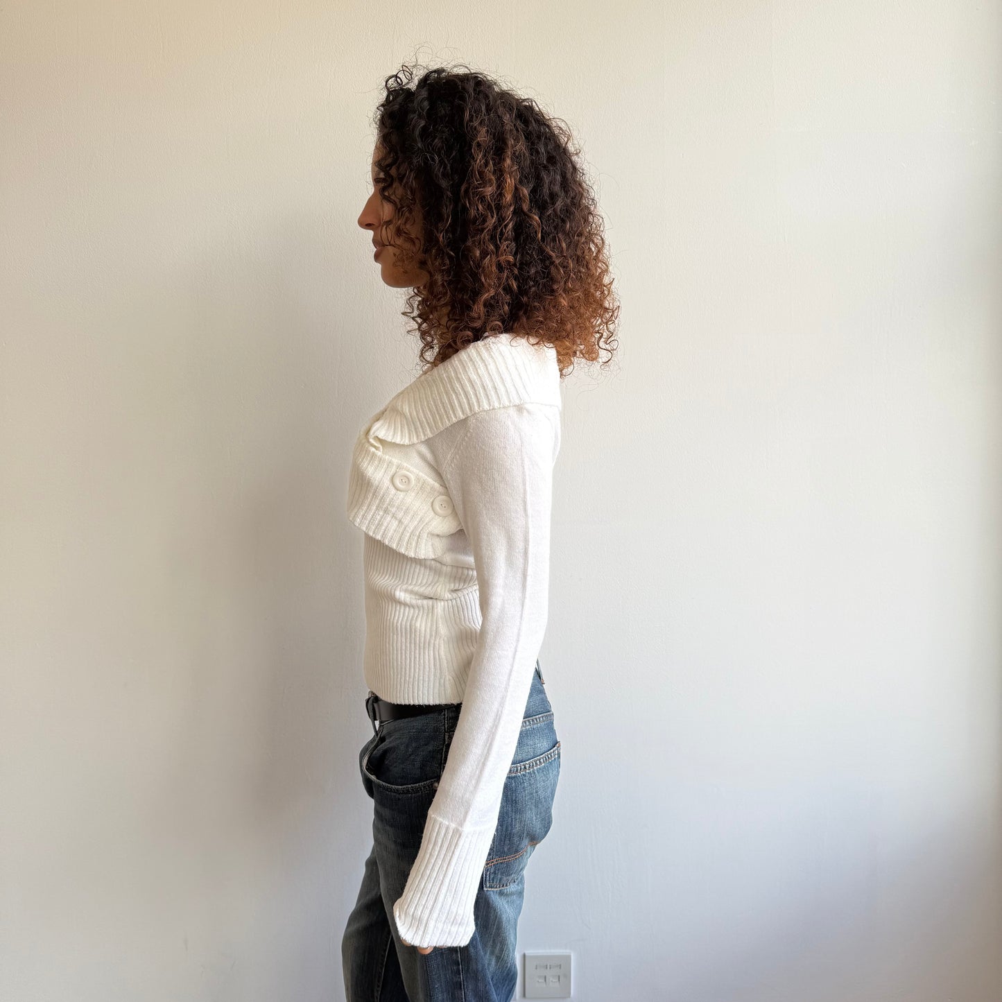 White wrap button knit - Size M