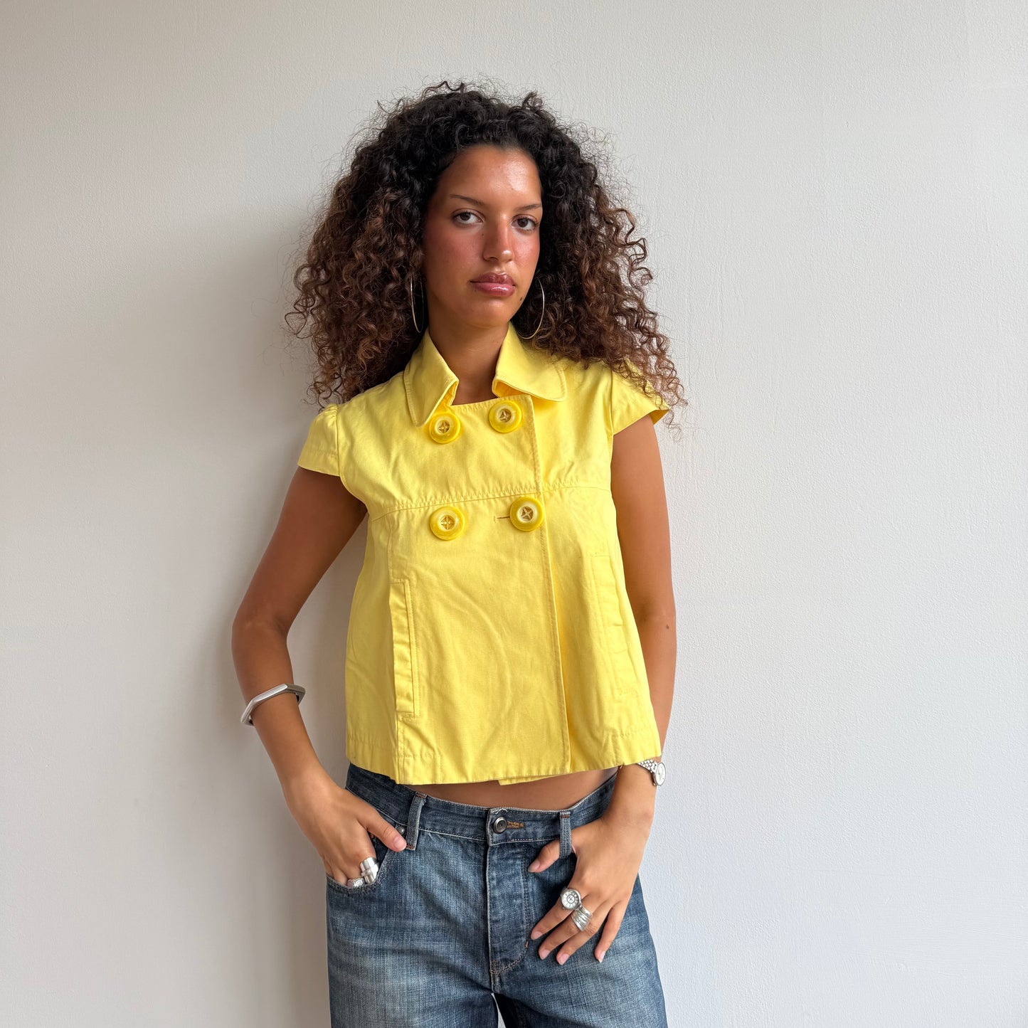 Yellow short sleeve peacoat - Size S