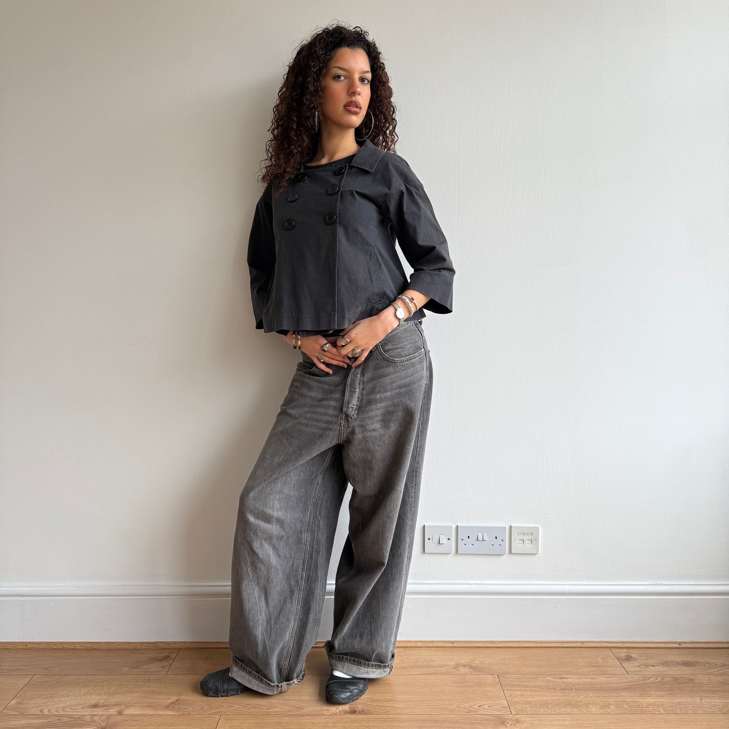 Navy buttonpeacoat - Size M