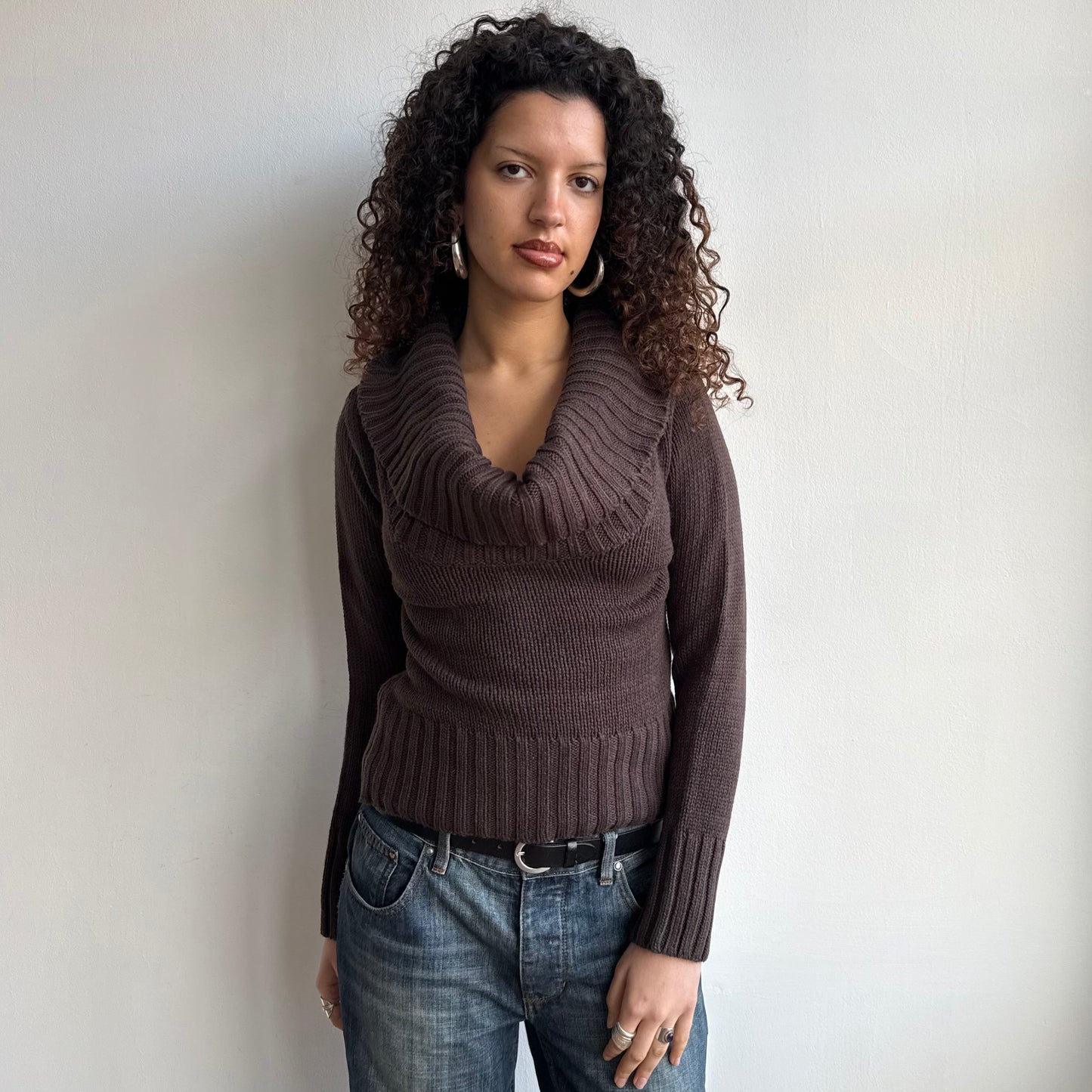 Brown cowl neck knit - Size S