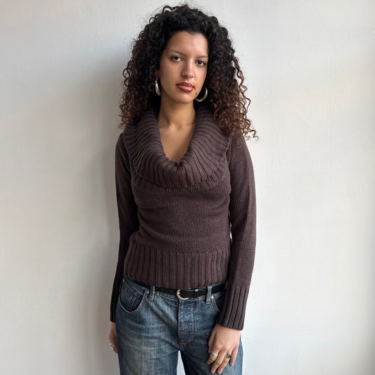 Brown cowl neck knit - Size S