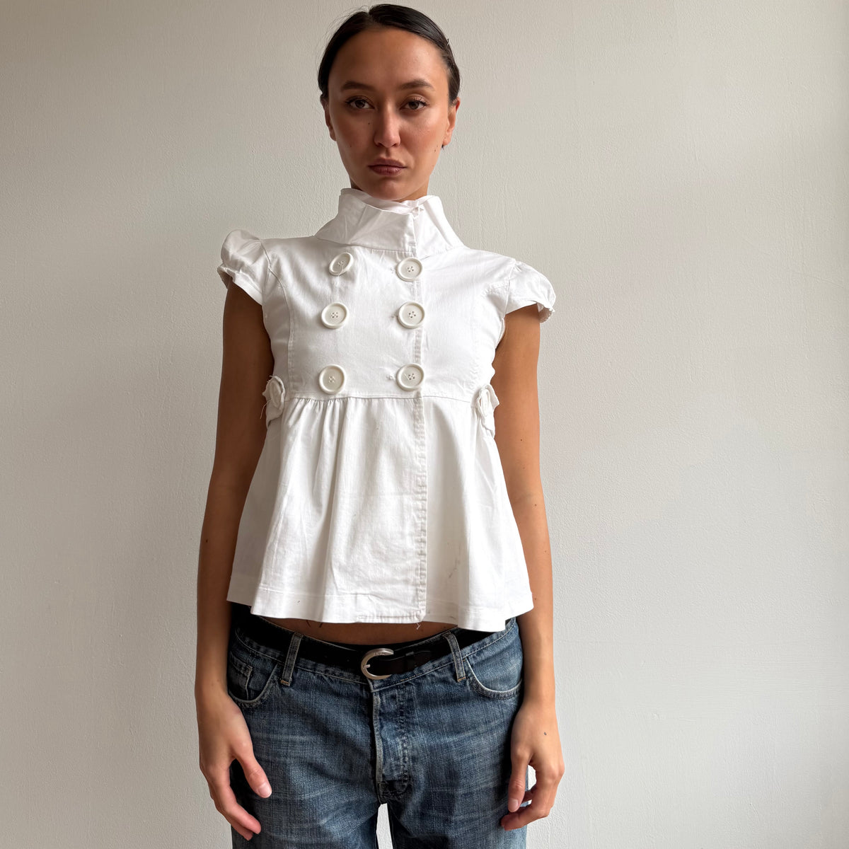 White short sleeve peacoat - Size S