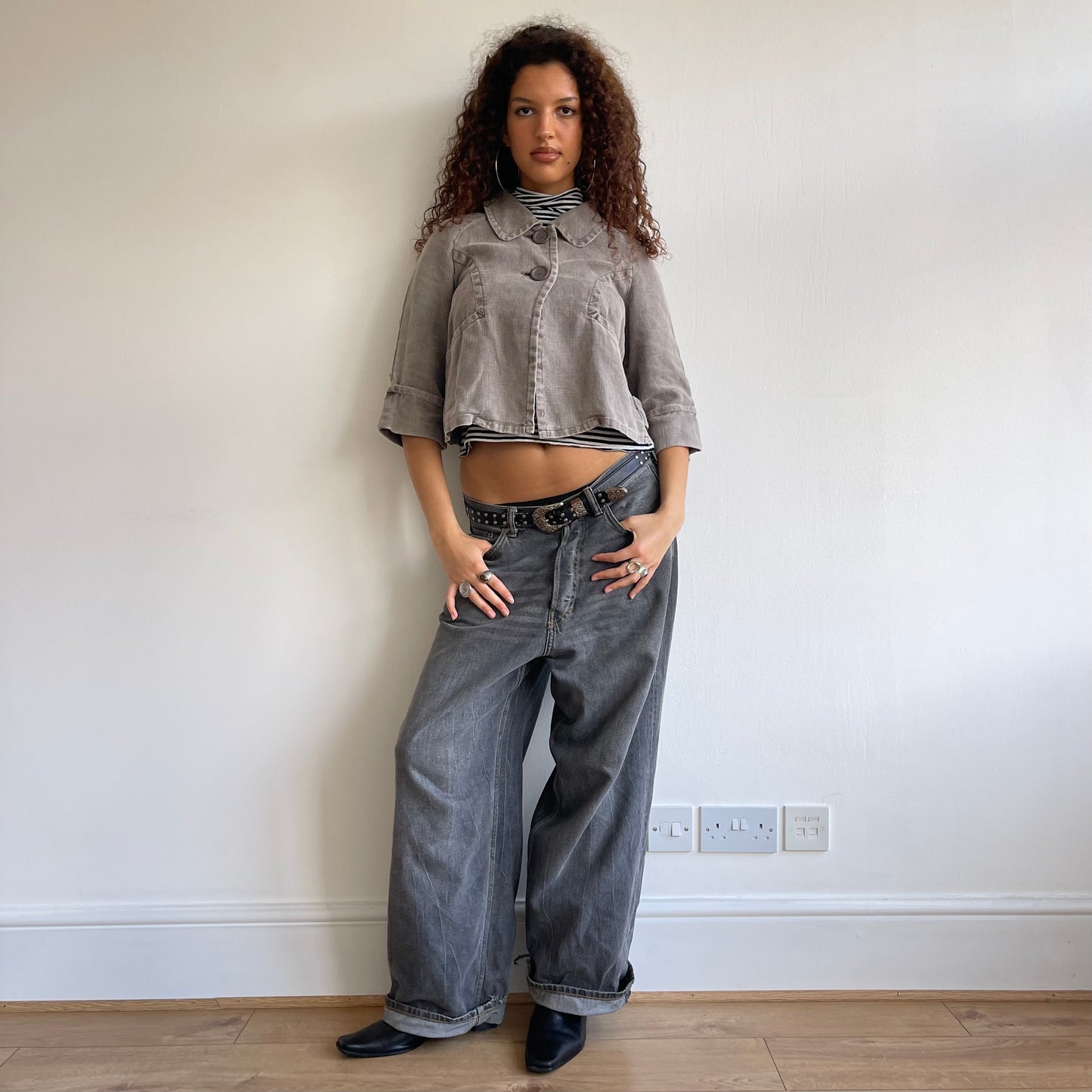 Light grey linen peacoat - Size XS