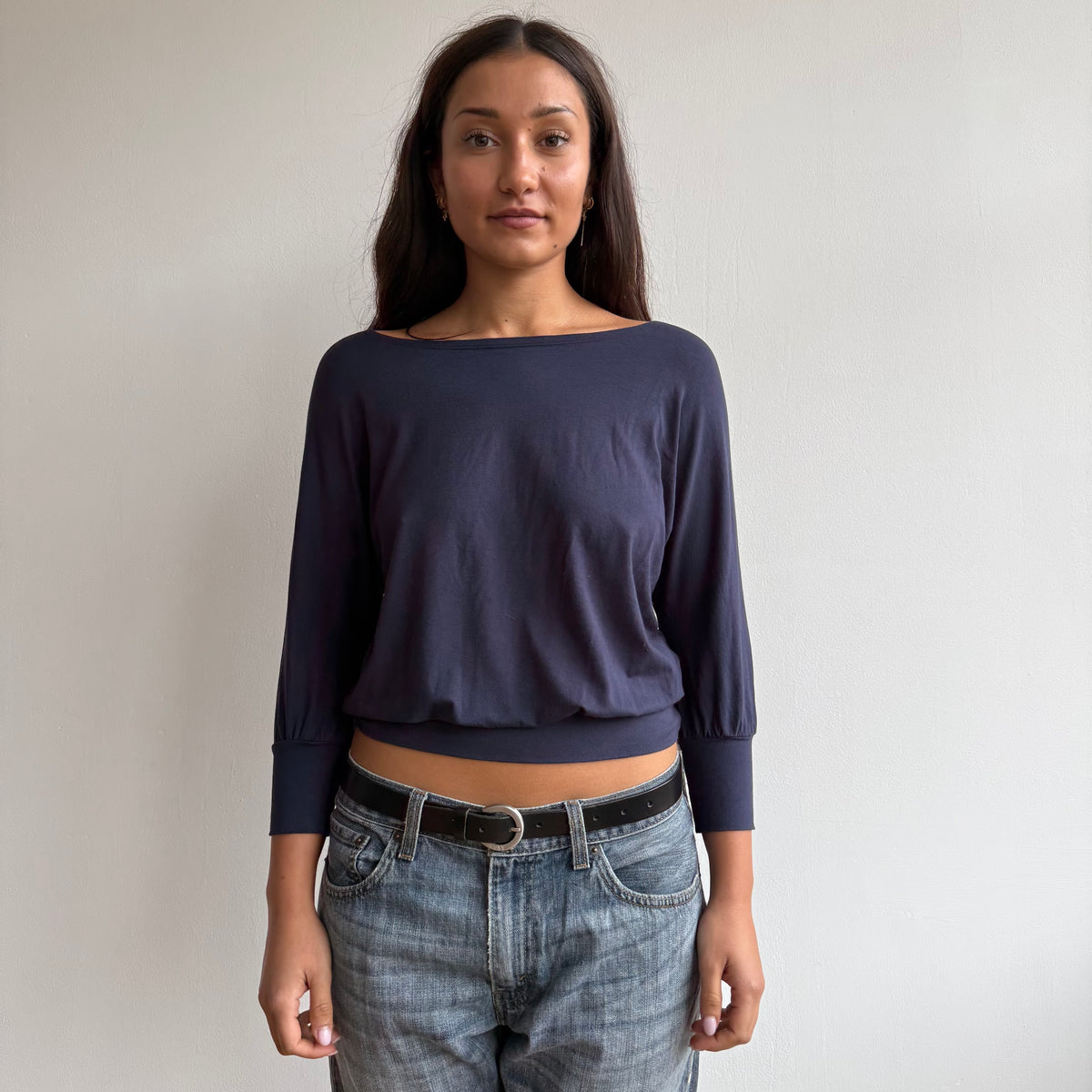 Navy blue batwing top - Size S