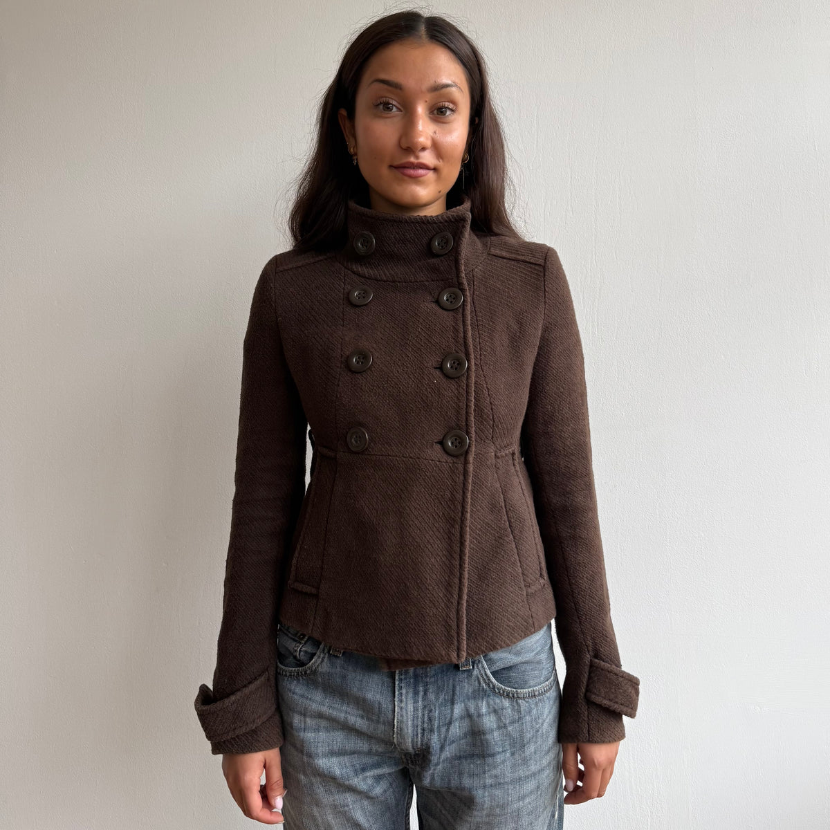 Brown double breasted peacoat - Size S