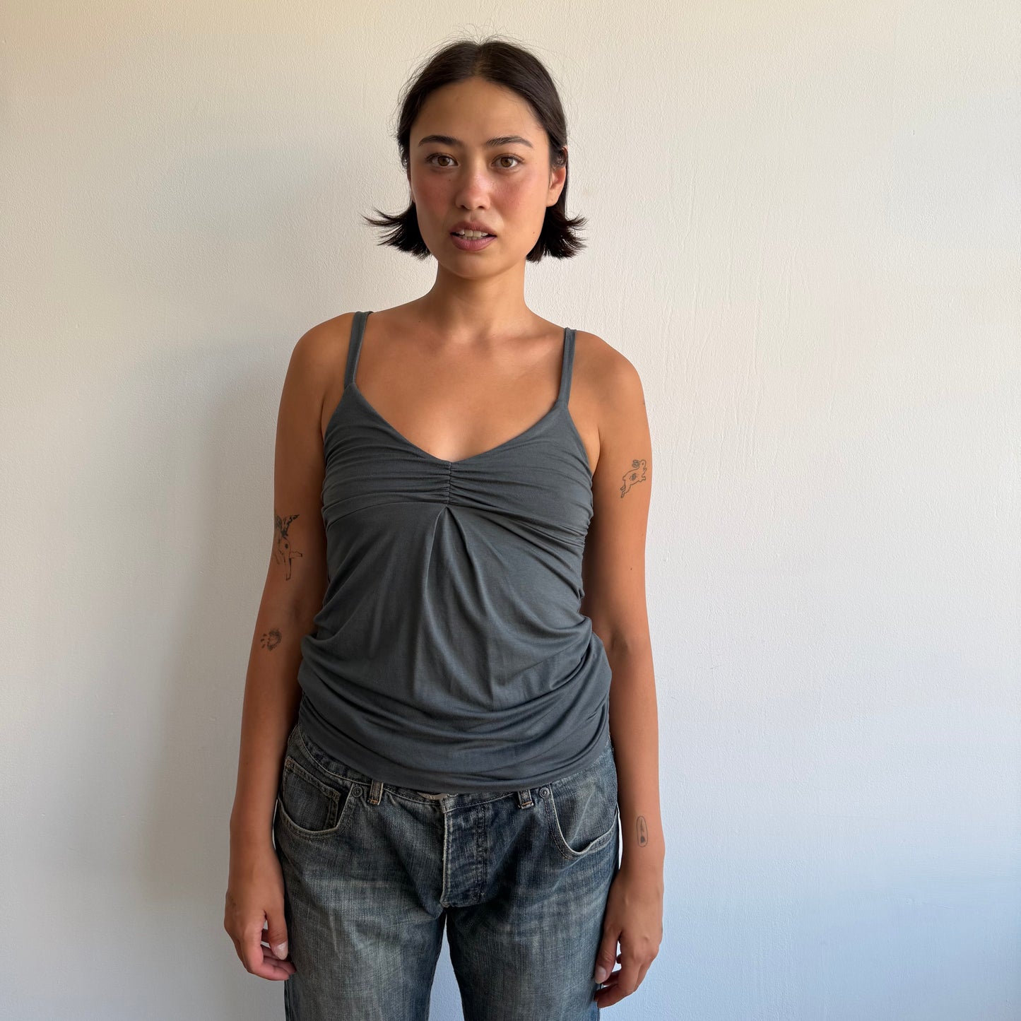 Charcoal ruched bubble top - Size S