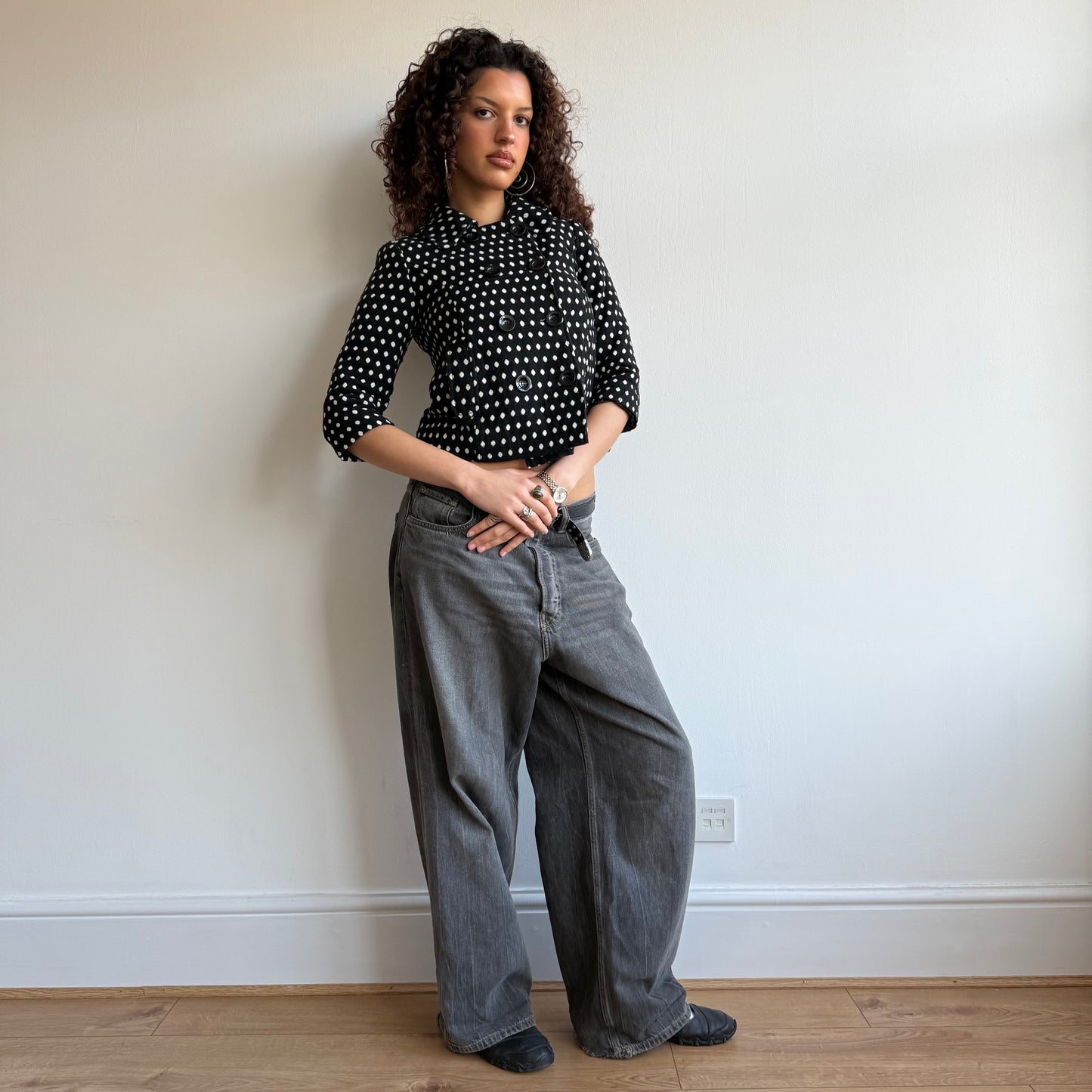 Polka dot peacoat - Size S