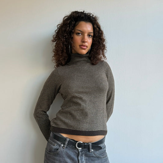Brown cashmere roll neck - Size S