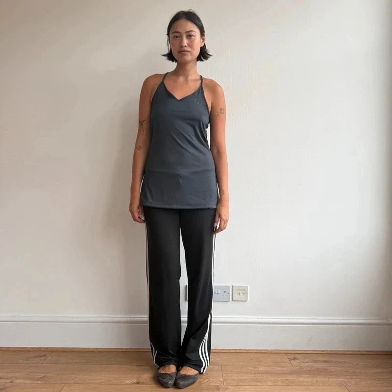 Charcoal + pink long gym top - Size M