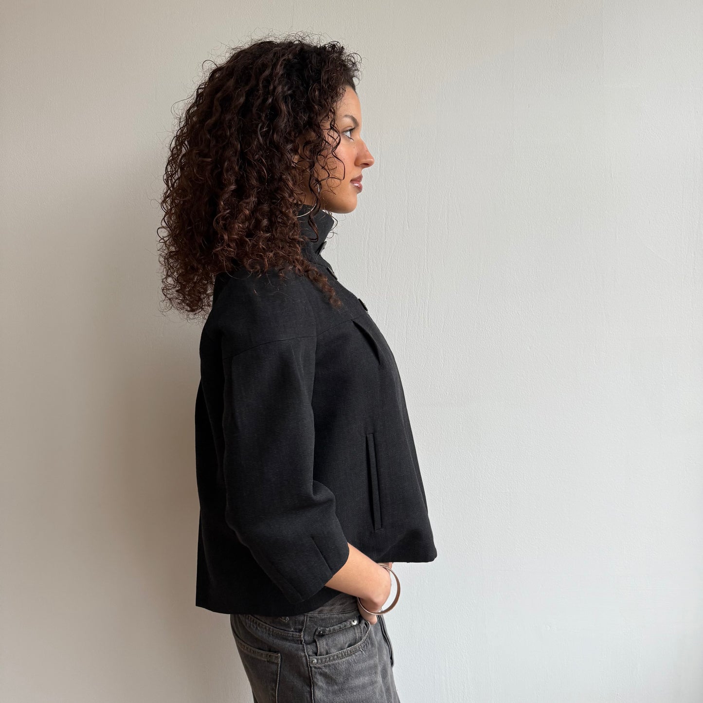 Grey button peacoat - Size S