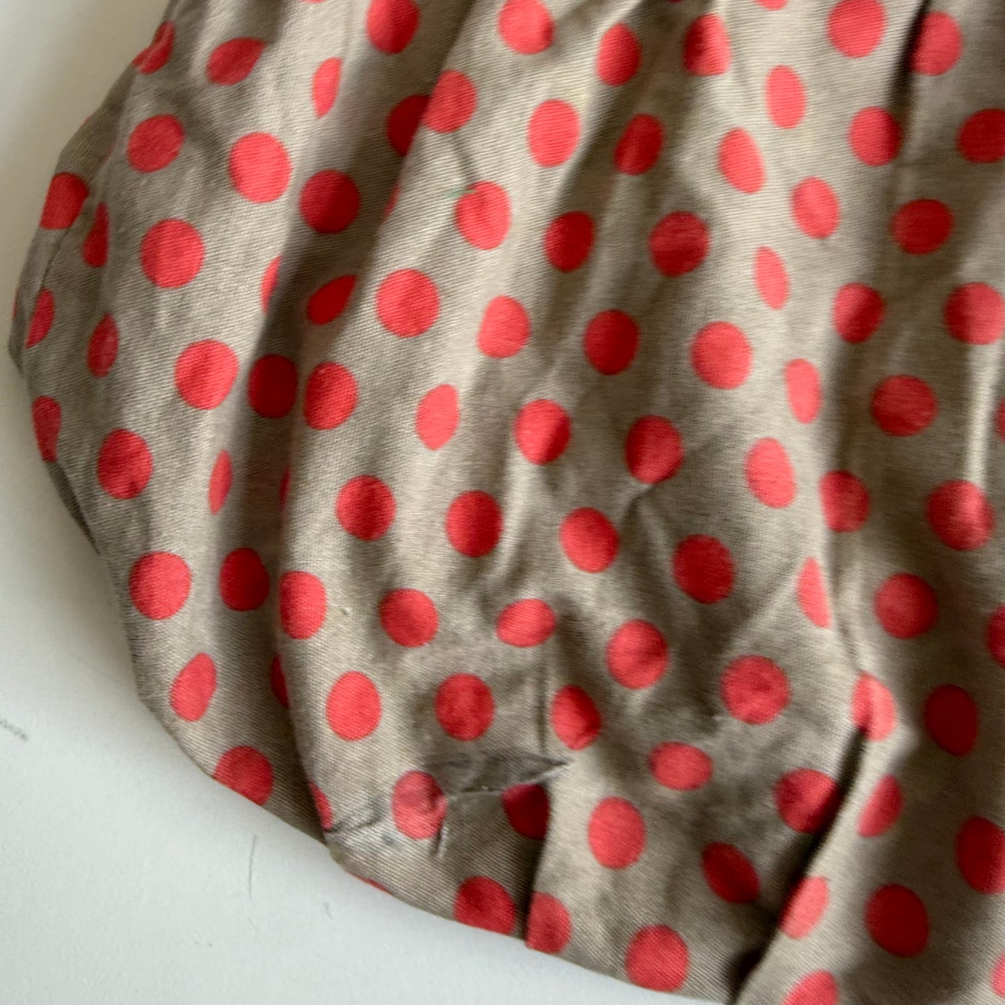 Khaki + orange polka dot bag