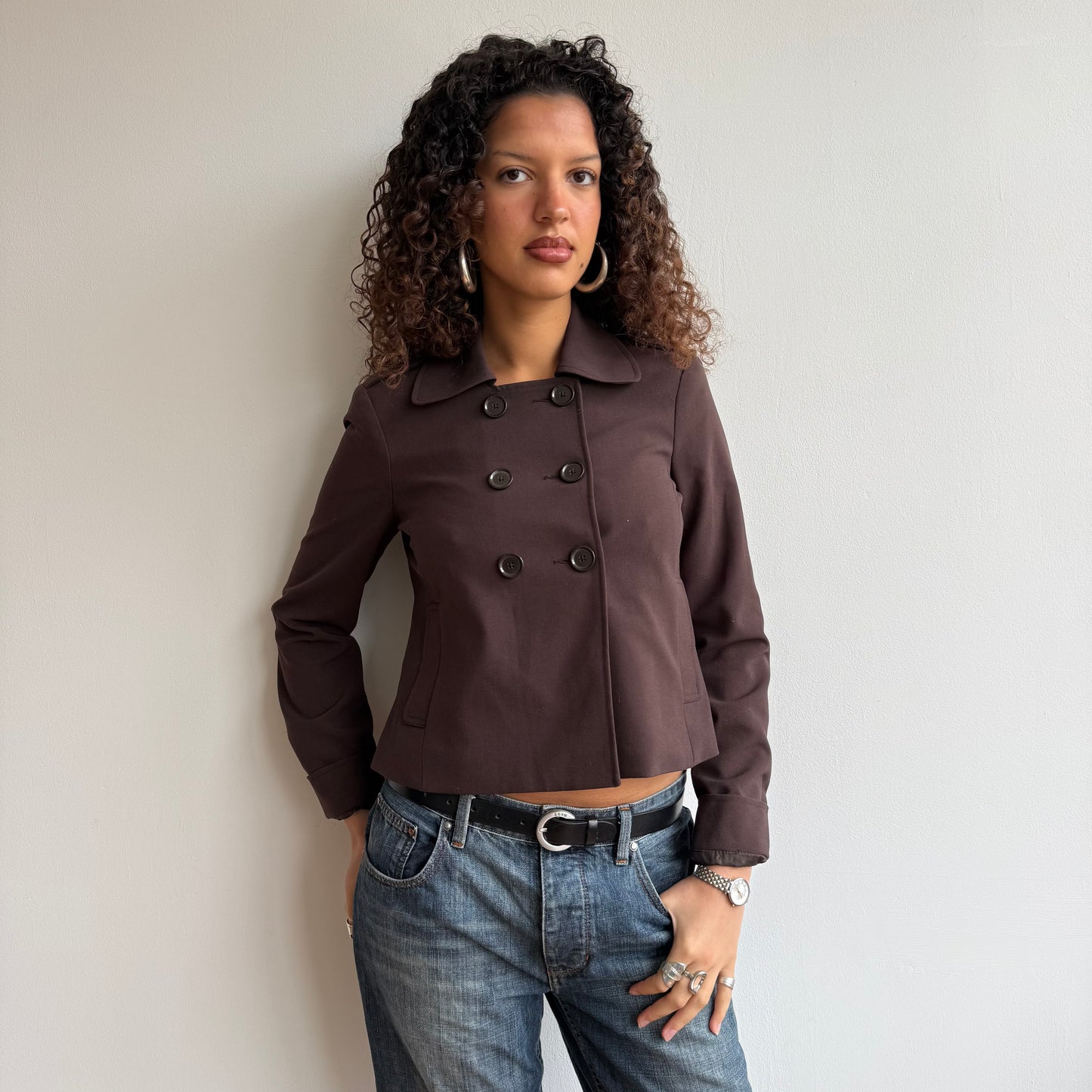 Brown double breasted peacoat - Size S