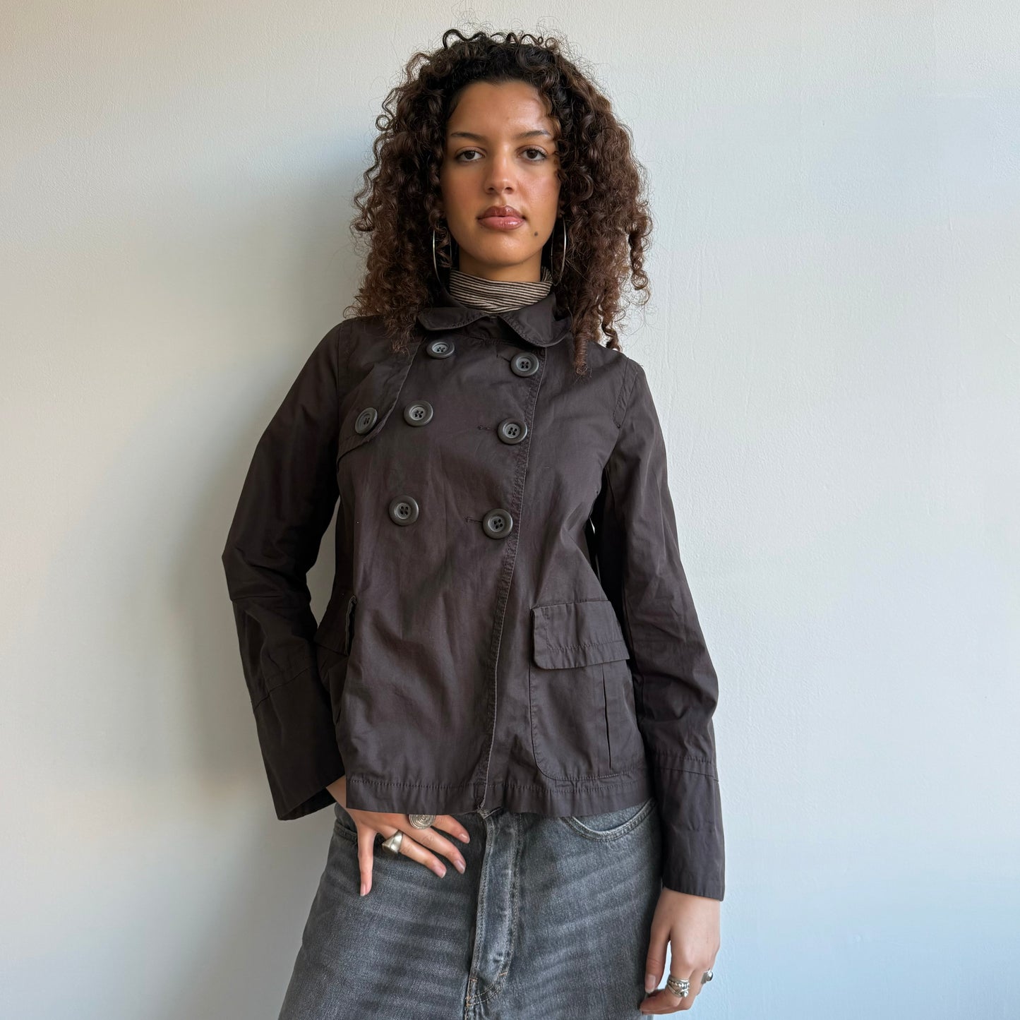 Brown peacoat moto tench - Size S