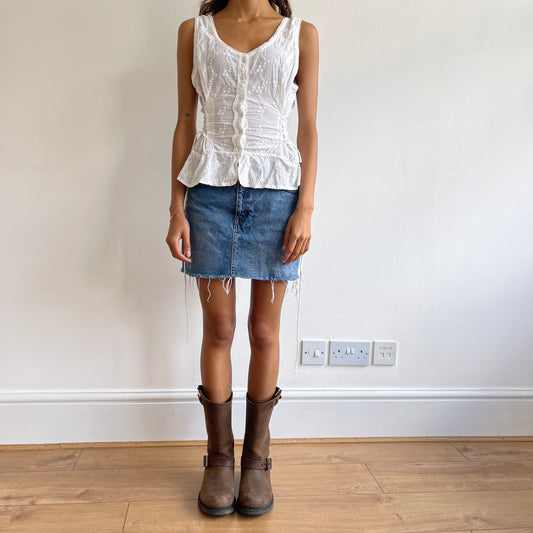 White tie side milkmaid top - Size XS/S
