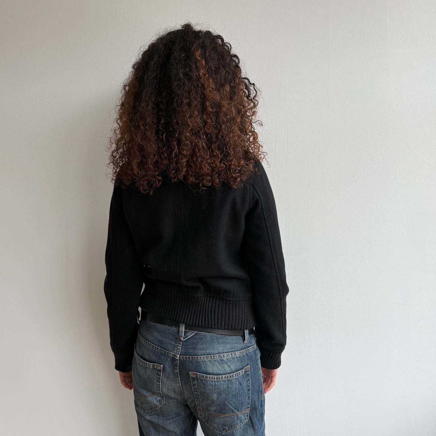 Black wool bomber jacket - Size S + M