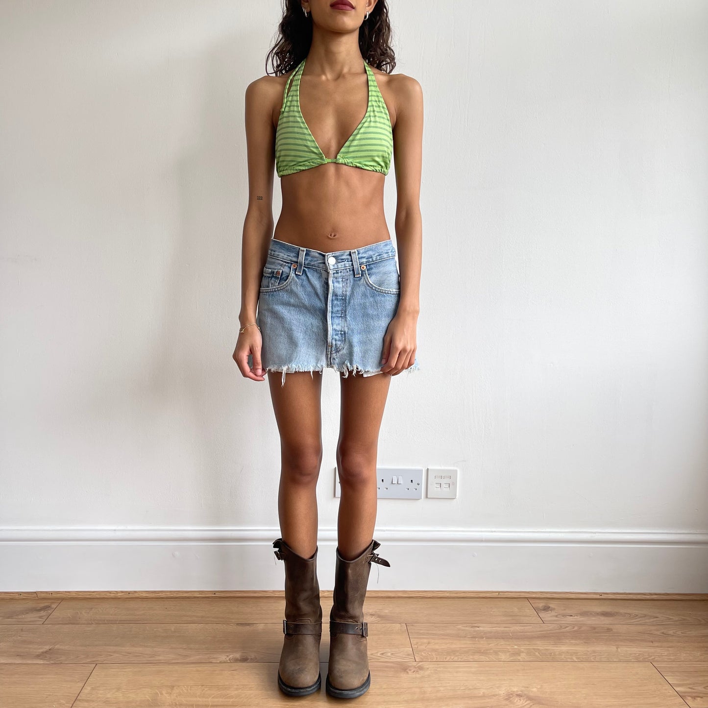 Green stripe bikini - Size M